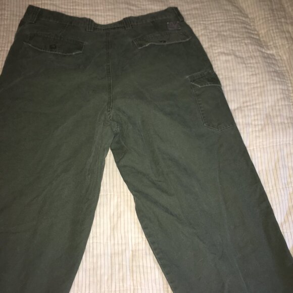 Vintage Izod Rock Washed Green Canvas Pants Size 36x32 RN 36543 side pocket. - Picture 7 of 11